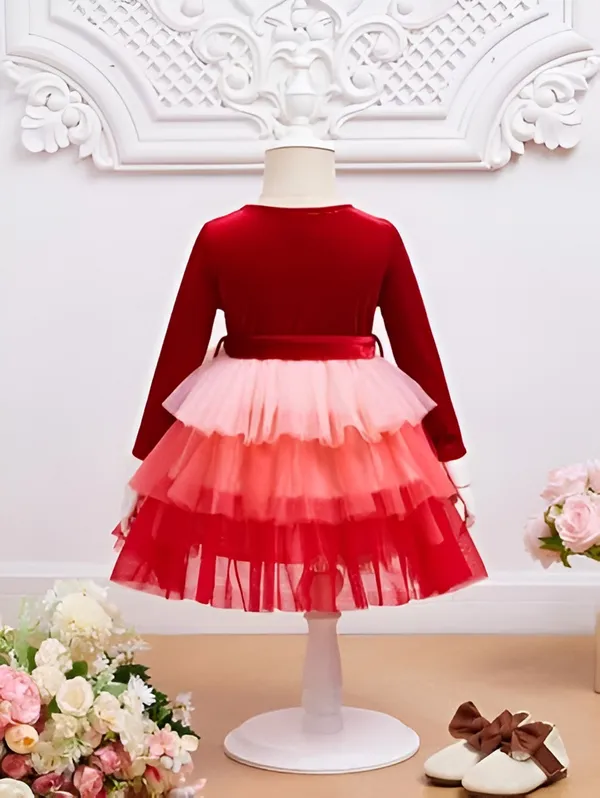 Red_Elegant_Velvet_Dress_&_Layered_Net_Frock_For_Little_Princesses