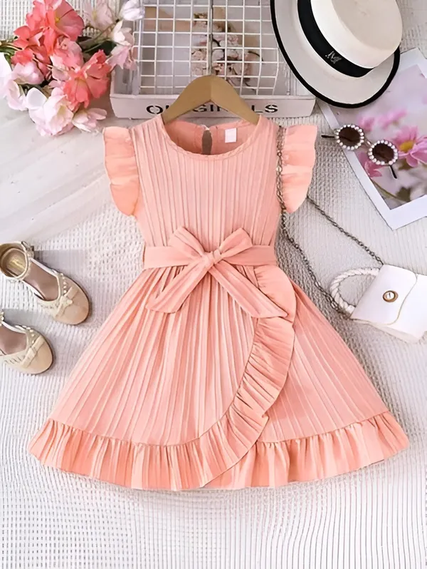Peach_Girls_Striped_A-Line_Dress_Frock_|_Elegant_Kids_Party_Wear_Frock_Dress