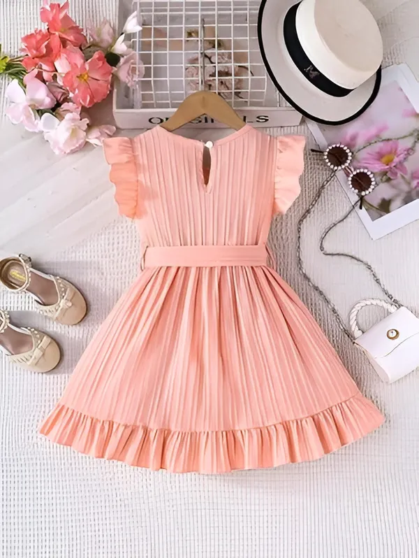 Peach_Girls_Striped_A-Line_Dress_Frock_|_Elegant_Kids_Party_Wear_Frock_Dress