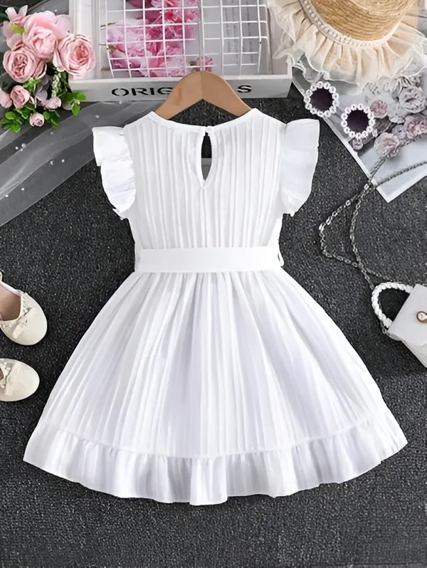 White_Girls_Striped_A-Line_Dress_Frock_|_Elegant_Kids_Party_Wear_Frock_Dress