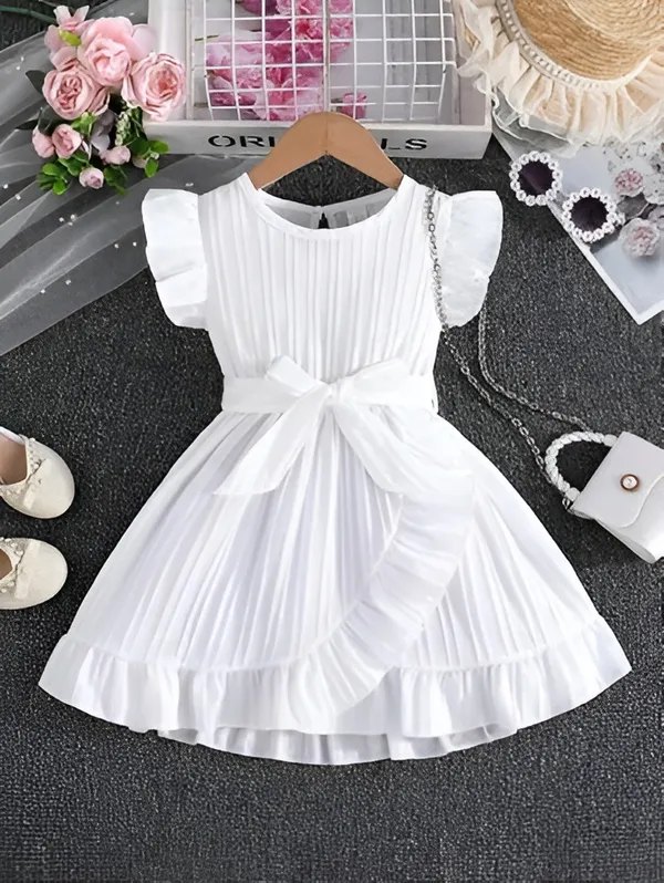 White_Girls_Striped_A-Line_Dress_Frock_|_Elegant_Kids_Party_Wear_Frock_Dress
