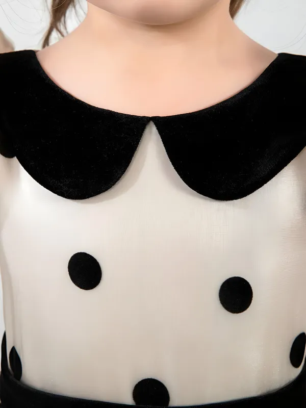 Captivating_Polka_Dot_Printed_Baby_Frock,_Elegant_Organza_Cotton_Puff_Sleeve_Kids_Dress_with_Peter_Pan_Collar_for_Little_Girls'_Celebrations_&_Style