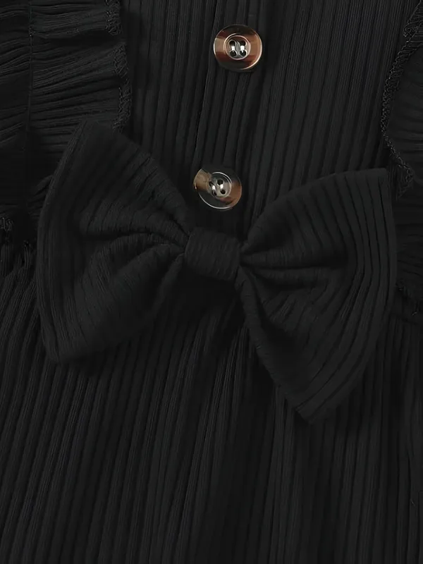 Black_Ribbed_Ruffle_Bow_Baby_Girl_Dress_&_Frock_Outfit_For_Special_Occasions