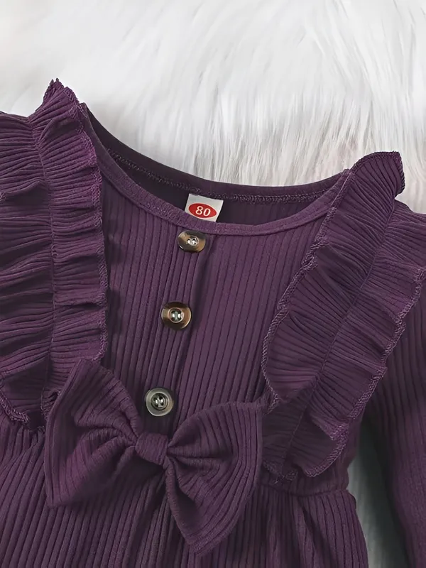 Wine_Black_Ribbed_Ruffle_Bow_Baby_Girl_Dress_&_Frock_Outfit_For_Special_Occasions