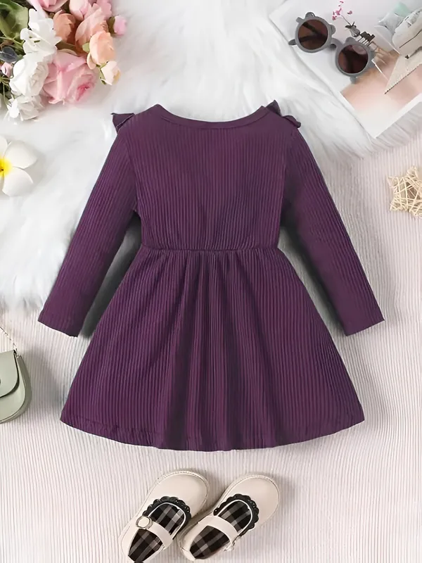 Wine_Black_Ribbed_Ruffle_Bow_Baby_Girl_Dress_&_Frock_Outfit_For_Special_Occasions