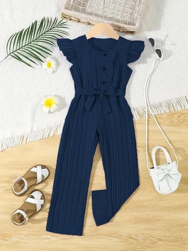 Blue_Girls_Ruffle_Sleeve_Pleated_Jumpsuit_Dress_&_Frock_-_Casual_Elegant_Kids_Outfit