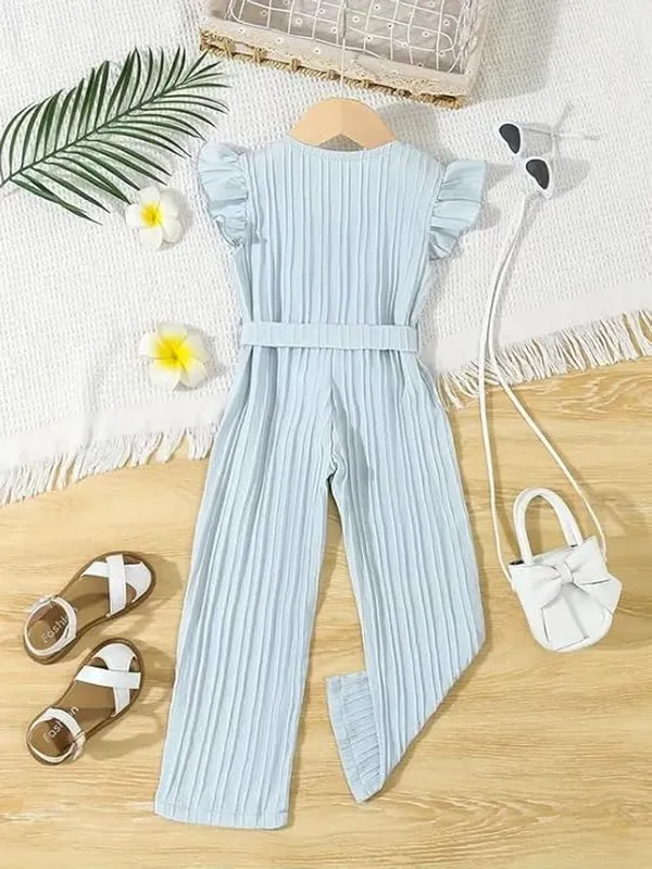 Light_Blue_Girls_Ruffle_Sleeve_Pleated_Jumpsuit_Dress_&_Frock_-_Casual_Elegant_Kids_Outfit