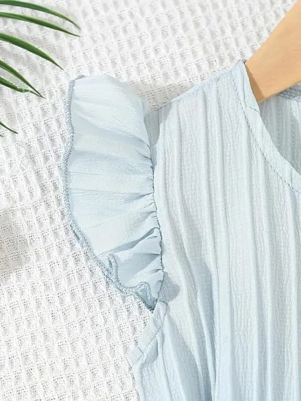Light_Blue_Girls_Ruffle_Sleeve_Pleated_Jumpsuit_Dress_&_Frock_-_Casual_Elegant_Kids_Outfit
