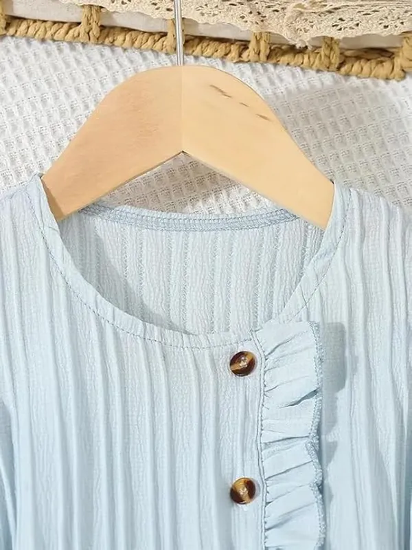 Light_Blue_Girls_Ruffle_Sleeve_Pleated_Jumpsuit_Dress_&_Frock_-_Casual_Elegant_Kids_Outfit