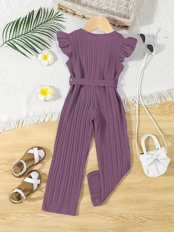 Purple_Girls_Ruffle_Sleeve_Pleated_Jumpsuit_Dress_&_Frock_-_Casual_Elegant_Kids_Outfit