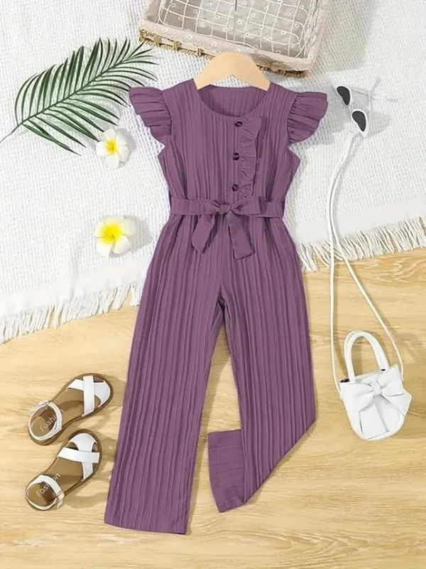 Purple_Girls_Ruffle_Sleeve_Pleated_Jumpsuit_Dress_&_Frock_-_Casual_Elegant_Kids_Outfit