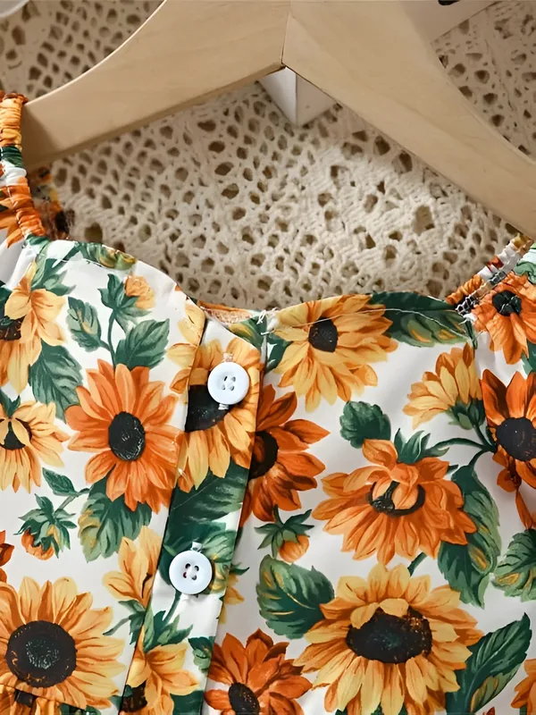 Multicolor_Girls_Cotton_Sunflower_Print_Puff_Sleeve_A-Line_Dress_&_Frock,_Square_Neck_Knee-Length.