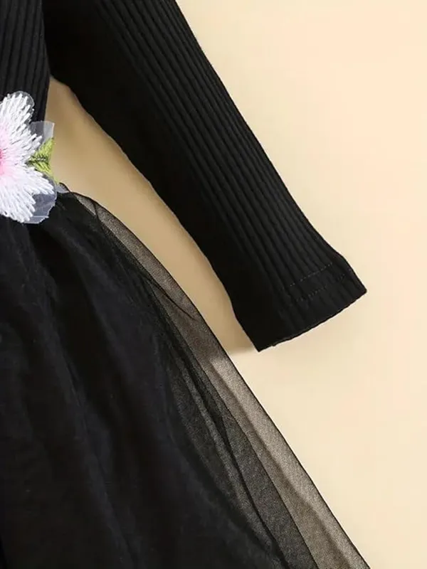 Black_Girls_Elegant_Embroidered_Net_Knee-Length_Fit_&_Flare_Dress_Frock_For_All_Occasions