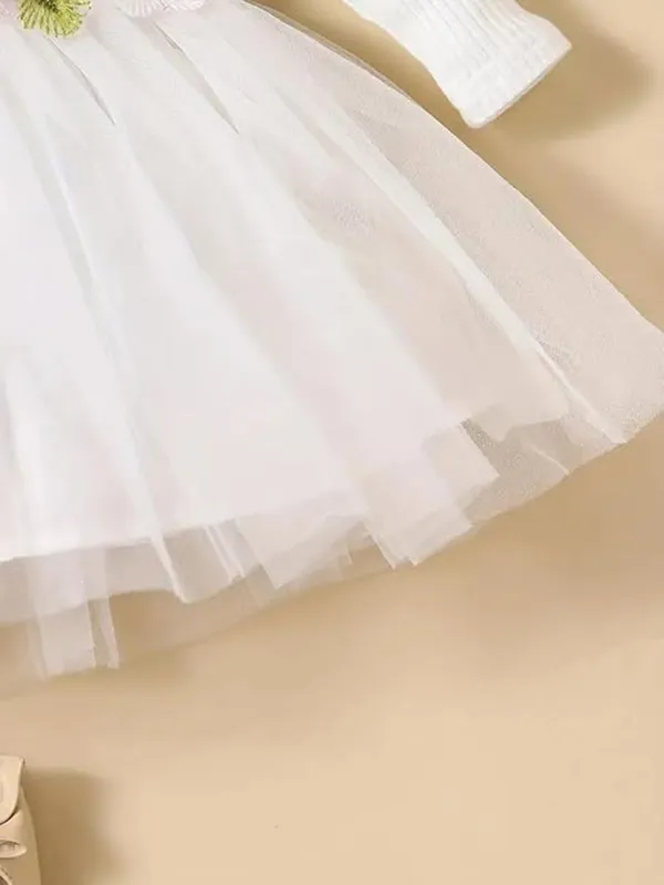 White_Girls_Elegant_Embroidered_Net_Knee-Length_Fit_&_Flare_Dress_Frock_For_All_Occasions