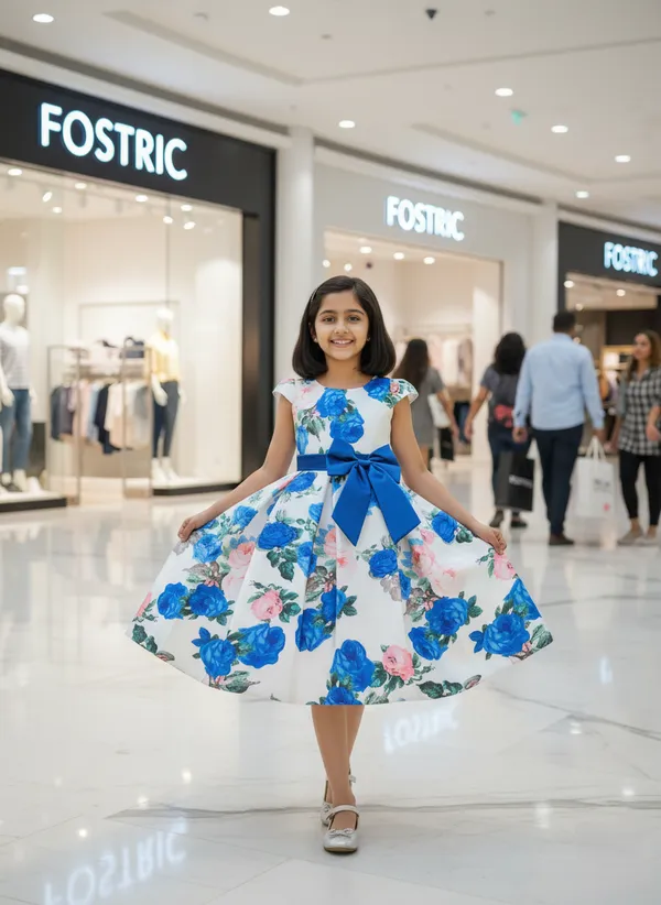 Toddler/Kids_Blue_Flower_Occasion_Dress