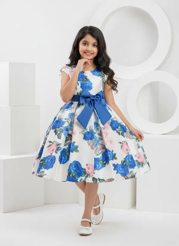 Toddler/Kids_Blue_Flower_Occasion_Dress