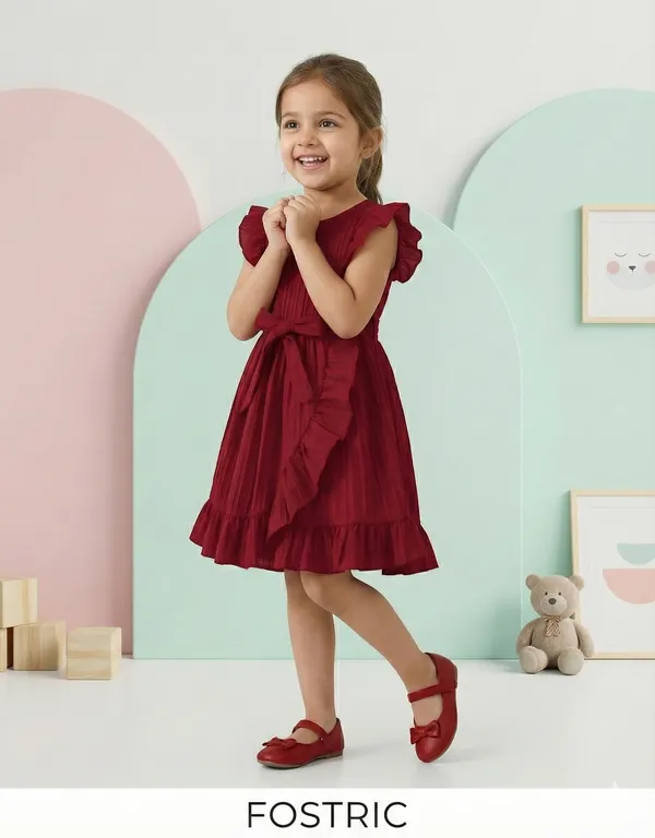 Red_Girls_Striped_A-Line_Dress_Frock_|_Elegant_Kids_Party_Wear_Frock_Dress