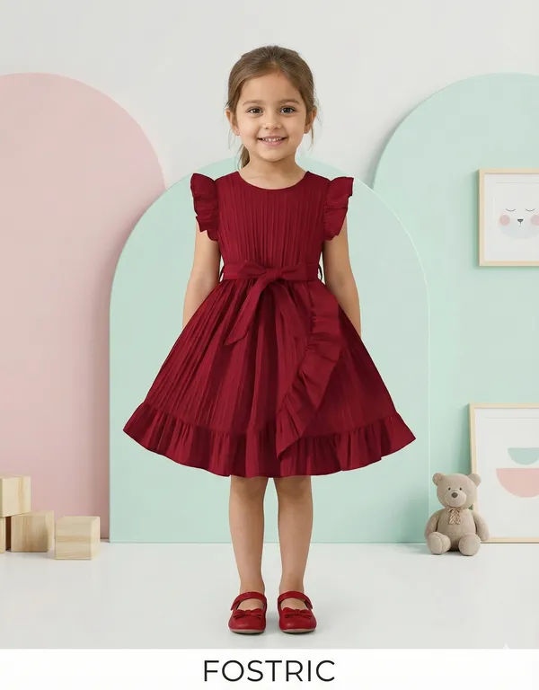 Red_Girls_Striped_A-Line_Dress_Frock_|_Elegant_Kids_Party_Wear_Frock_Dress