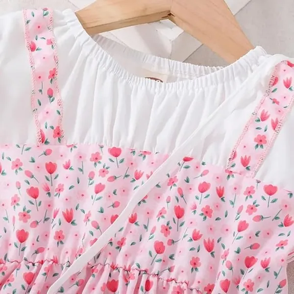 Pink_Adorable_Floral_Girl_Dress_&_Frock_With_Heart-Shaped_Purse_For_Kids