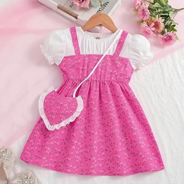 Rani_Pink_Adorable_Floral_Girl_Dress_&_Frock_With_Heart-Shaped_Purse_For_Kids