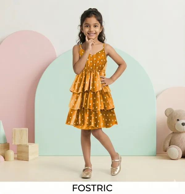 Yellow_Kids_Polka_Dot_Tiered_Dress_&_Frock_|_Sleeveless_Crepe_A-Line_Knee-Length_Outfit