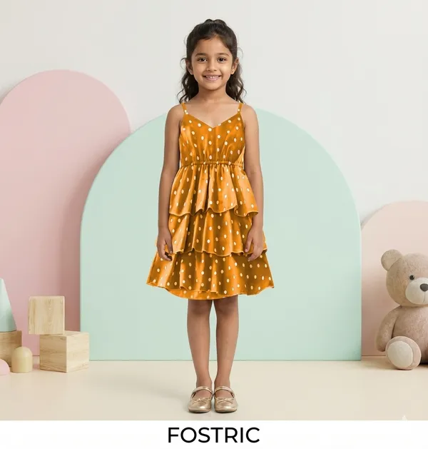 Yellow_Kids_Polka_Dot_Tiered_Dress_&_Frock_|_Sleeveless_Crepe_A-Line_Knee-Length_Outfit