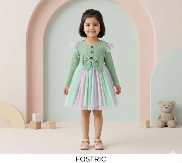 Green_Broadbill_Full_Sleeve_Net_&_Modal_Baby_Girl_Dress_Frock_-_Festive_&_Party_Wear
