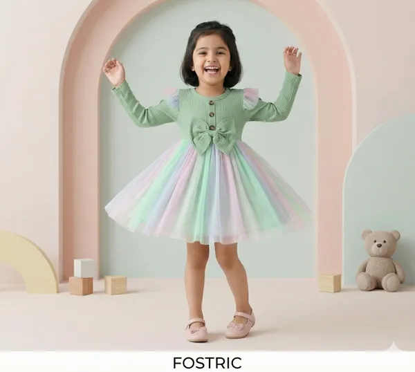 Green_Broadbill_Full_Sleeve_Net_&_Modal_Baby_Girl_Dress_Frock_-_Festive_&_Party_Wear