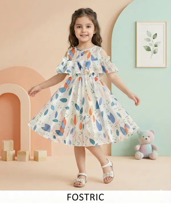 Multicolor_White_Fancy_Sleeve_Floral_Printed_Layered_Baby_Girl_Frock_&_Dress_For_Parties