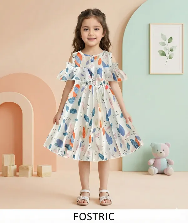 Multicolor_White_Fancy_Sleeve_Floral_Printed_Layered_Baby_Girl_Frock_&_Dress_For_Parties
