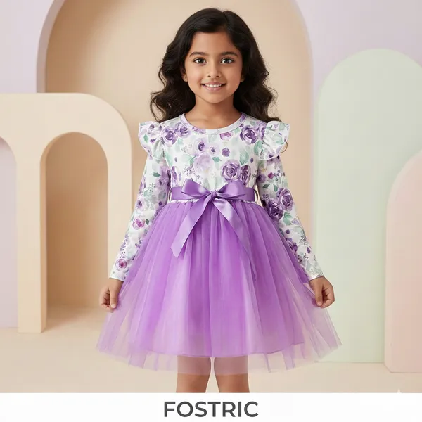 Purple_Radiant_Floral_Baby_Frock_&_Dress_A_Dazzling_Fit_And_Flare_Ensemble_For_Cherished_Celebrations_And_Special_Moments.