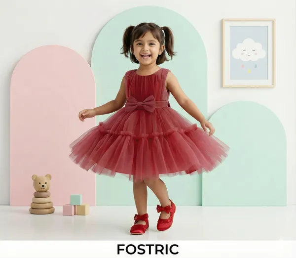 Maroon_Elegant_Black_Net_Dress_&_Ruffle_Frock_For_Baby_Girls_-_Perfect_Party_&_Festival_Wear