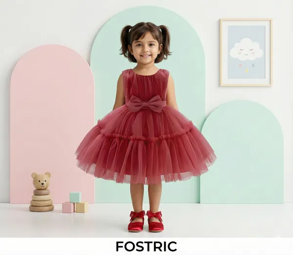 Maroon_Elegant_Black_Net_Dress_&_Ruffle_Frock_For_Baby_Girls_-_Perfect_Party_&_Festival_Wear