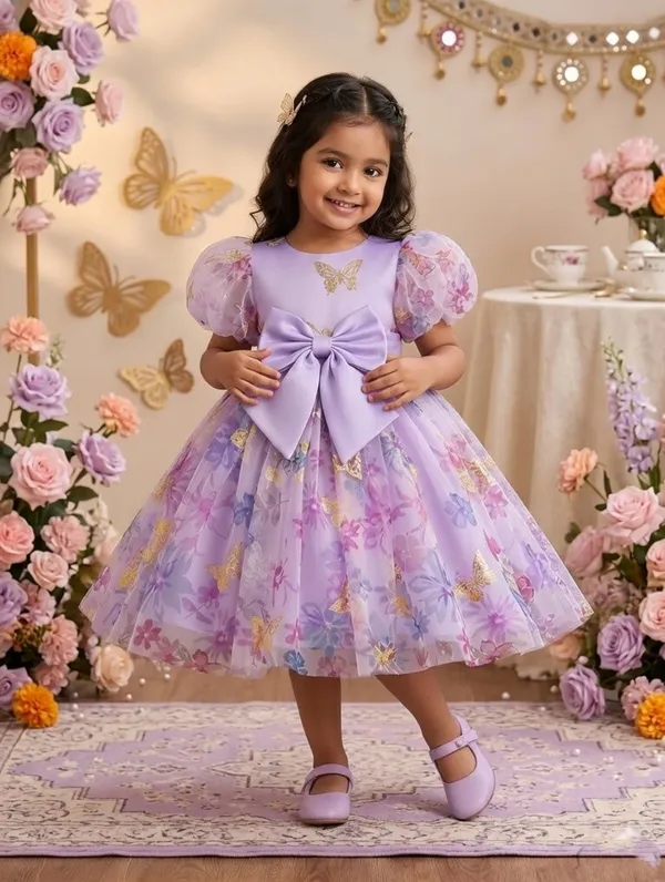 Premium_Perpule_Butterfly_Party_Wear_Tutu_Dress_for_Girls__Enchanting_Floral_Mesh_Frock_with_3D_Waist_Flower_and_Designer_Puff_Sleeves