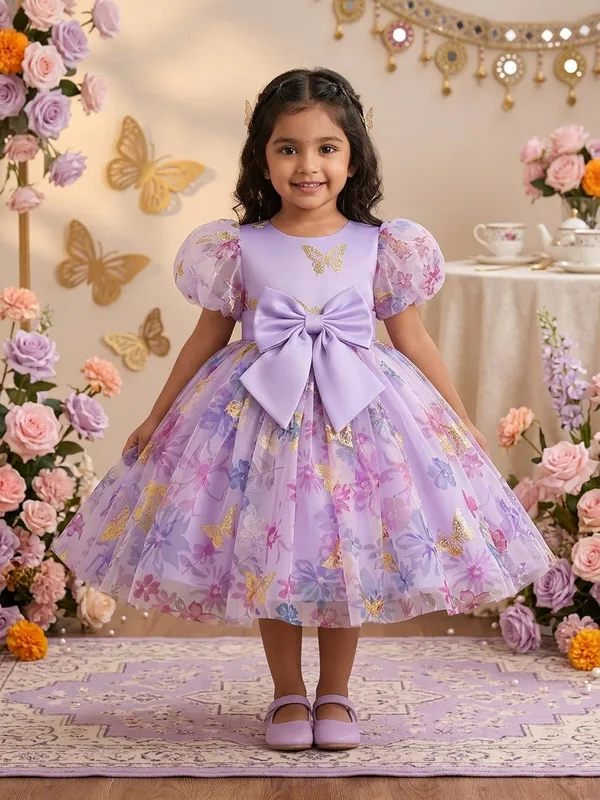 Premium_Perpule_Butterfly_Party_Wear_Tutu_Dress_for_Girls__Enchanting_Floral_Mesh_Frock_with_3D_Waist_Flower_and_Designer_Puff_Sleeves