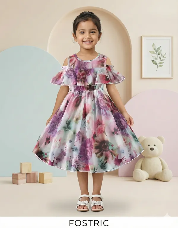Multicolor_Purple_Fancy_Sleeve_Floral_Printed_Layered_Baby_Girl_Frock_&_Dress_For_Parties