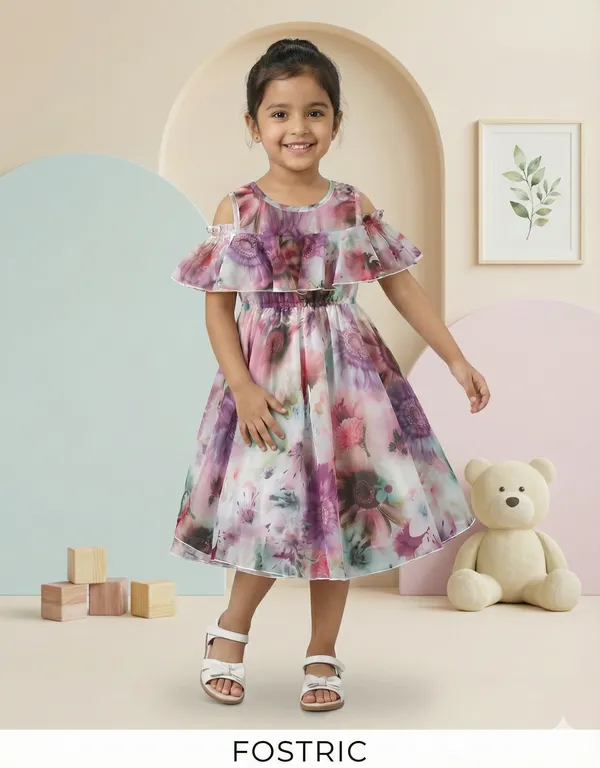 Multicolor_Purple_Fancy_Sleeve_Floral_Printed_Layered_Baby_Girl_Frock_&_Dress_For_Parties