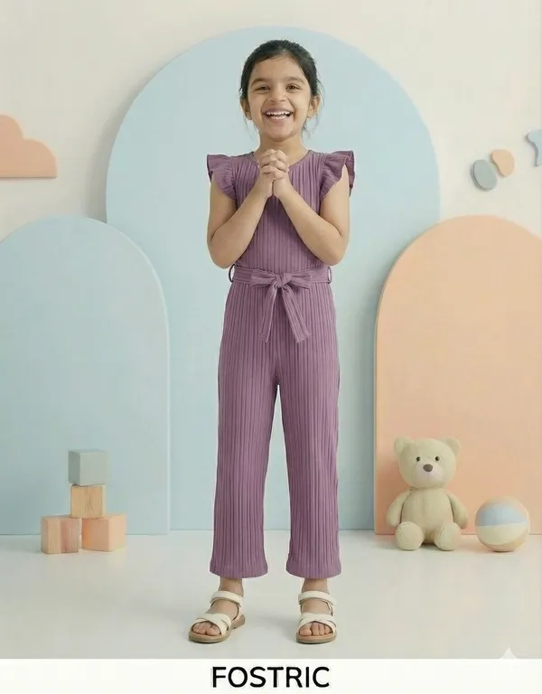 Purple_Girls_Ruffle_Sleeve_Pleated_Jumpsuit_Dress_&_Frock_-_Casual_Elegant_Kids_Outfit