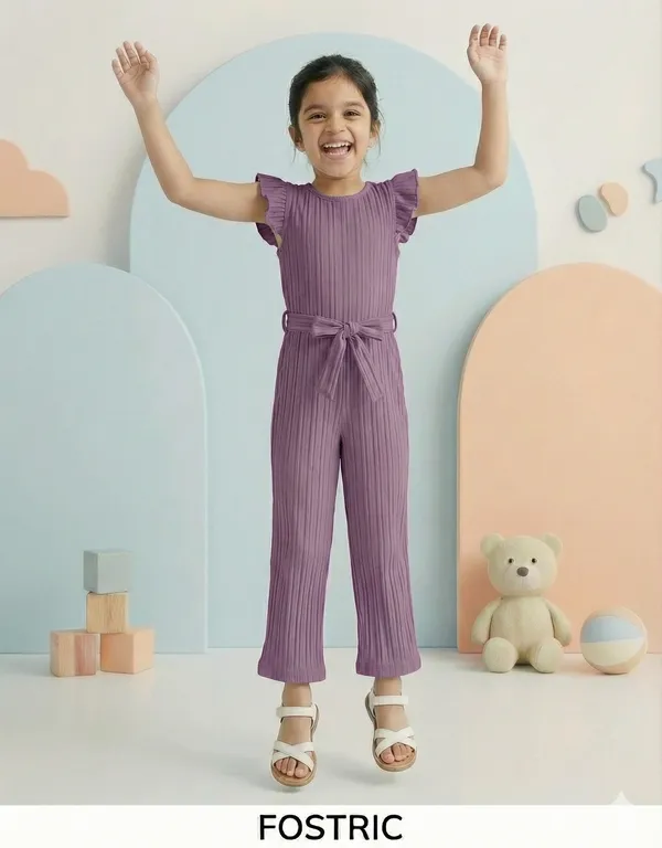 Purple_Girls_Ruffle_Sleeve_Pleated_Jumpsuit_Dress_&_Frock_-_Casual_Elegant_Kids_Outfit