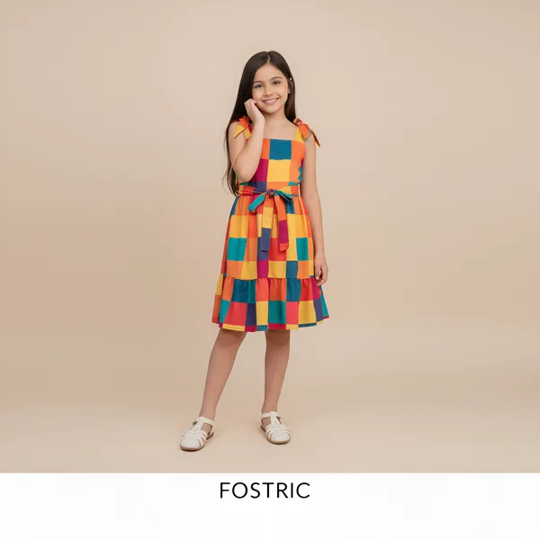 Multicolor_Girls_Multi-Color_Square_Printed_A-Line_Dress_&_Frock_For_Kids