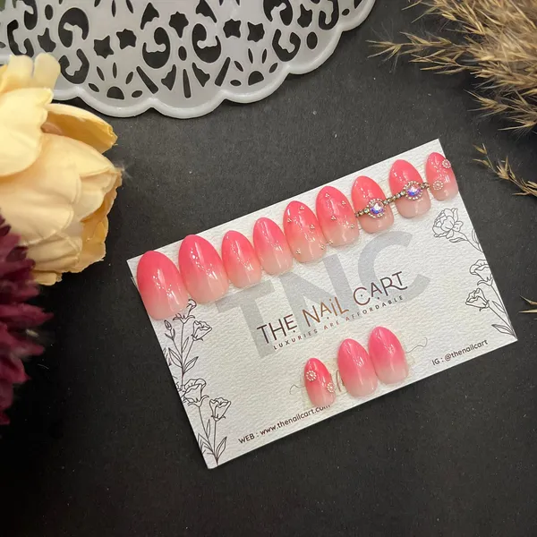 Pink_Ombre_With_Stones_Press_On_Artificial_Nails