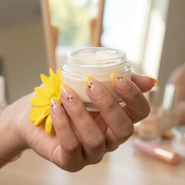 Nude_French_With_Honey_Bee_Press_On_Artificial_Nails