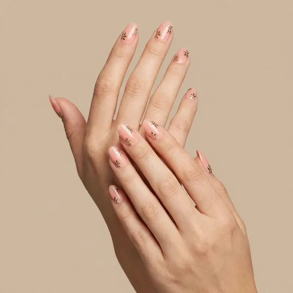 Peach_Chrome_Flower_Press_On_Artificial_Nails