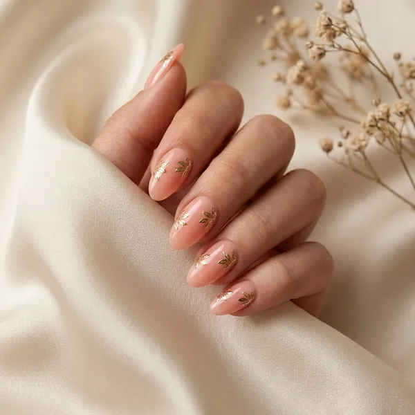 Peach_Chrome_Flower_Press_On_Artificial_Nails
