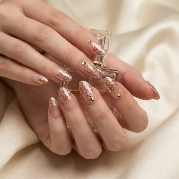 Beige_Glitter_Stones_Press_On_Artificial_Nails