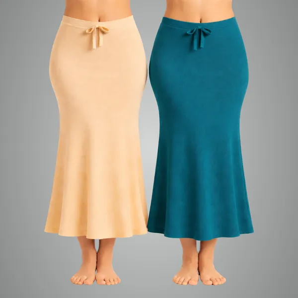 Pack_Of_2_Beige_And_Peacock_Blue_Premium_Lycra_Saree_Shapewear_For_Women