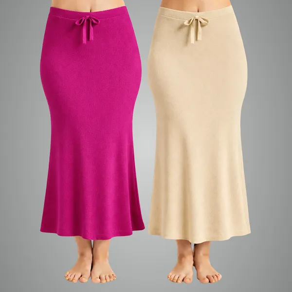 Pack_Of_2_Beige_And_Pink_Premium_Lycra_Saree_Shapewear_For_Women