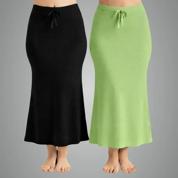 Pack_Of_2_Black_And_Light_Green_Premium_Lycra_Saree_Shapewear_For_Women