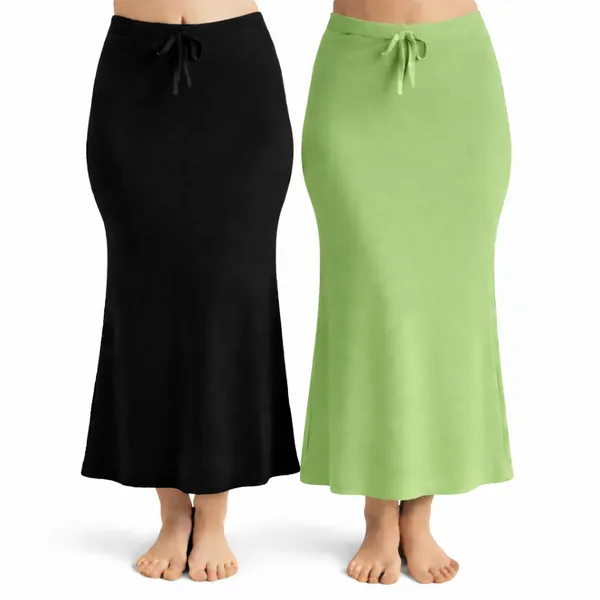Pack_Of_2_Black_And_Light_Green_Premium_Lycra_Saree_Shapewear_For_Women