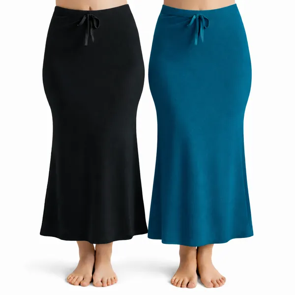 Pack_Of_2_Black_And_Peacock_Green_Premium_Lycra_Saree_Shapewear_For_Women